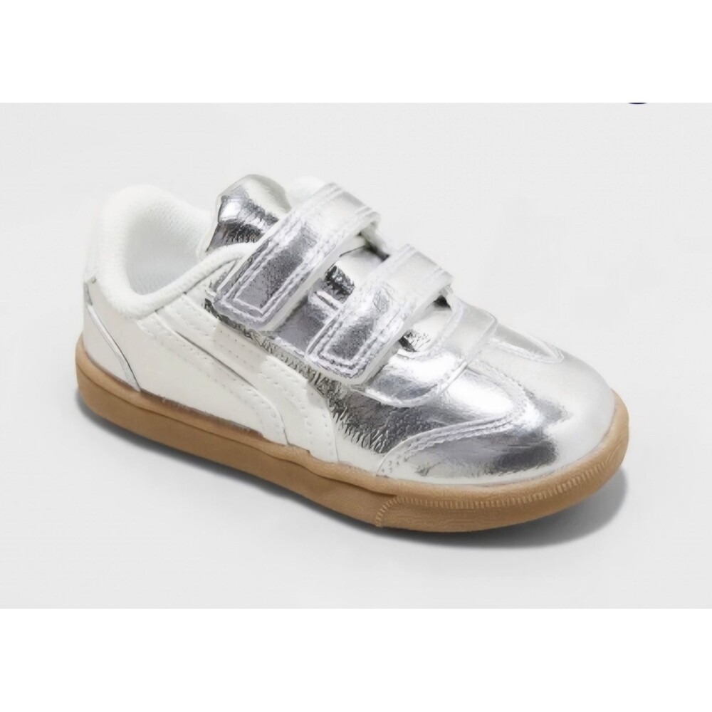 Cat & Jack Silver Metallic Kids Sneakers with Gum Sole